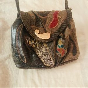 Vintage NAS Bag; patchwork warm brown/tan gold and red tones.